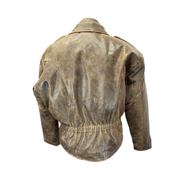 R13 Exaggerated Shoulder Brown Leather Moto Jacket Belted Distressed M - Picture 7 of 16